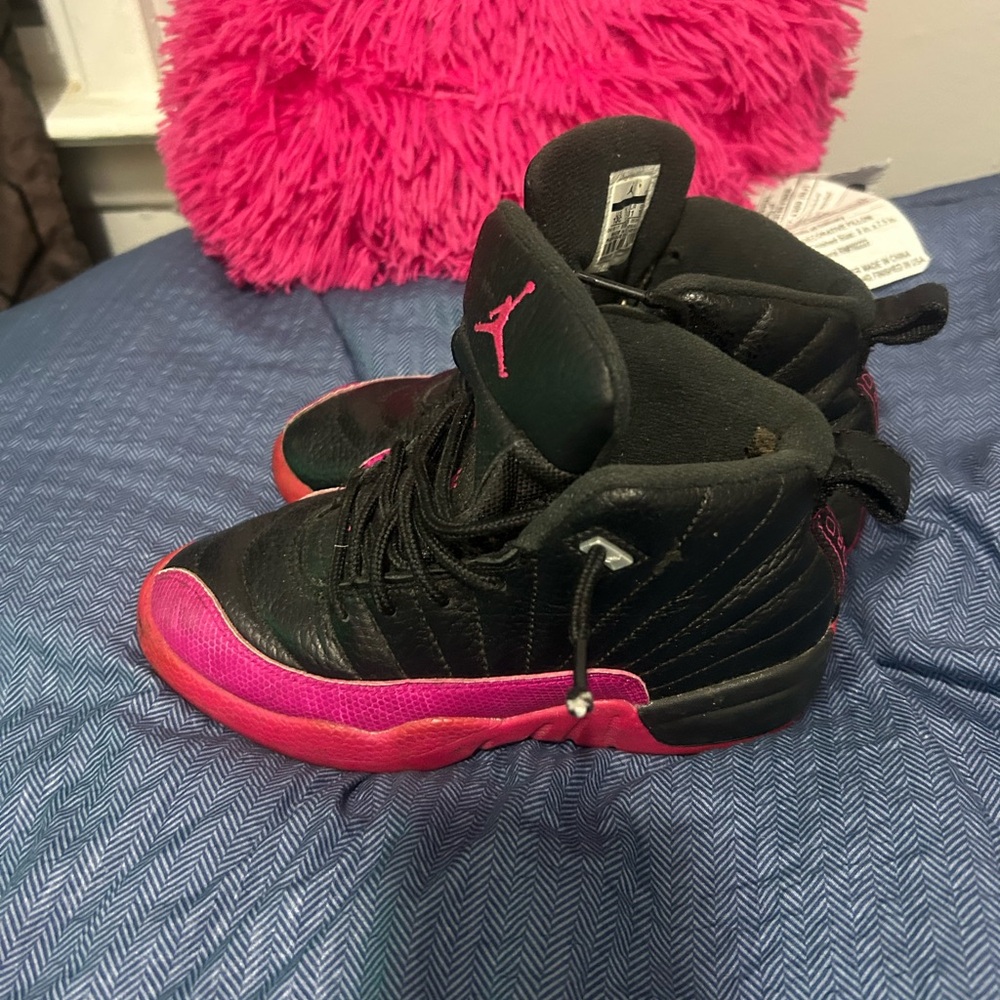 Kids Black and Pink Jordan Sneakers